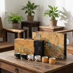Rustic Espresso Cup Set | 6 Piece Earthy Tone Ceramic Espresso Cups | Gift Box with Leather Handle