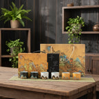 Rustic Espresso Cup Set | 6 Piece Earthy Tone Ceramic Espresso Cups | Gift Box with Leather Handle