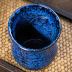 Abstract Ceramic Coffee Cups | Set of 4 Large 500ml Cups | Dark Blue, Light Blue, Turquoise and White