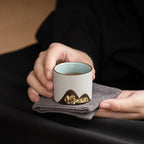 Rustic Espresso Cup Set | 6 Piece Earthy Tone Ceramic Espresso Cups | Gift Box with Leather Handle