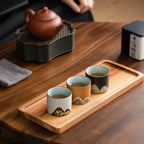 Rustic Espresso Cup Set | 6 Piece Earthy Tone Ceramic Espresso Cups | Gift Box with Leather Handle