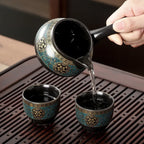 Oriental Tea Set | 10 Piece Black Ceramic Teapot and Cup Set | Vintage Style with Storage Gift Box