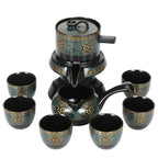 Oriental Tea Set | 10 Piece Black Ceramic Teapot and Cup Set | Vintage Style with Storage Gift Box