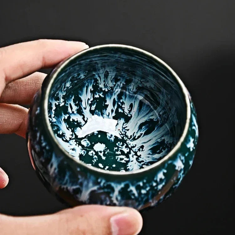 Ceramic Cup Gift Set | 5 Piece Reactive Glaze Espresso and Tea Cups | Premium Gift Box Included