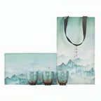 Blue Espresso Cup Set | 3 Piece Rustic Ceramic Cortado Cups | Gift Box and Gift Bag Included