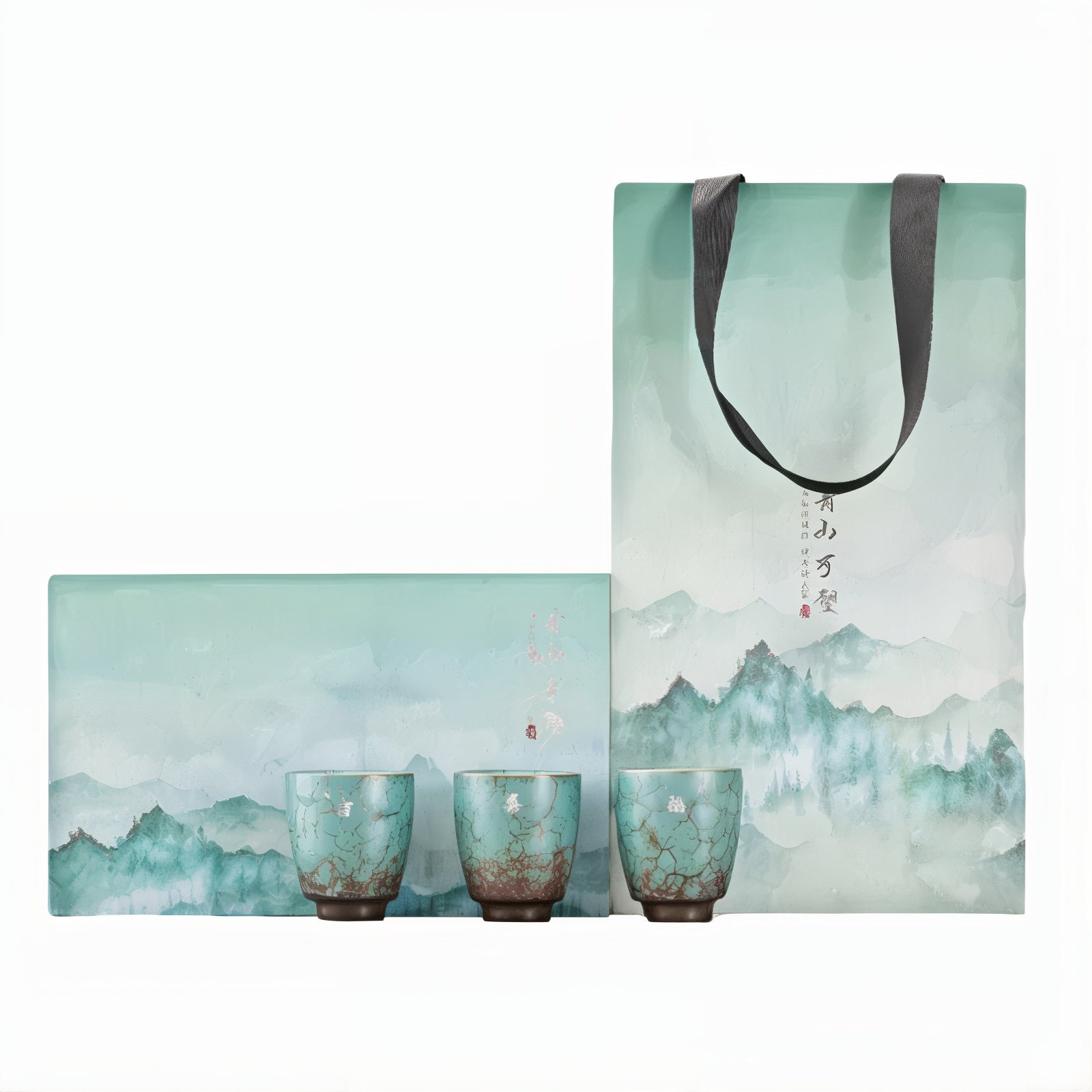 Blue Espresso Cup Set | 3 Piece Rustic Ceramic Cortado Cups | Gift Box and Gift Bag Included