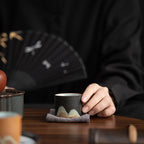 Rustic Espresso Cup Set | 6 Piece Earthy Tone Ceramic Espresso Cups | Gift Box with Leather Handle