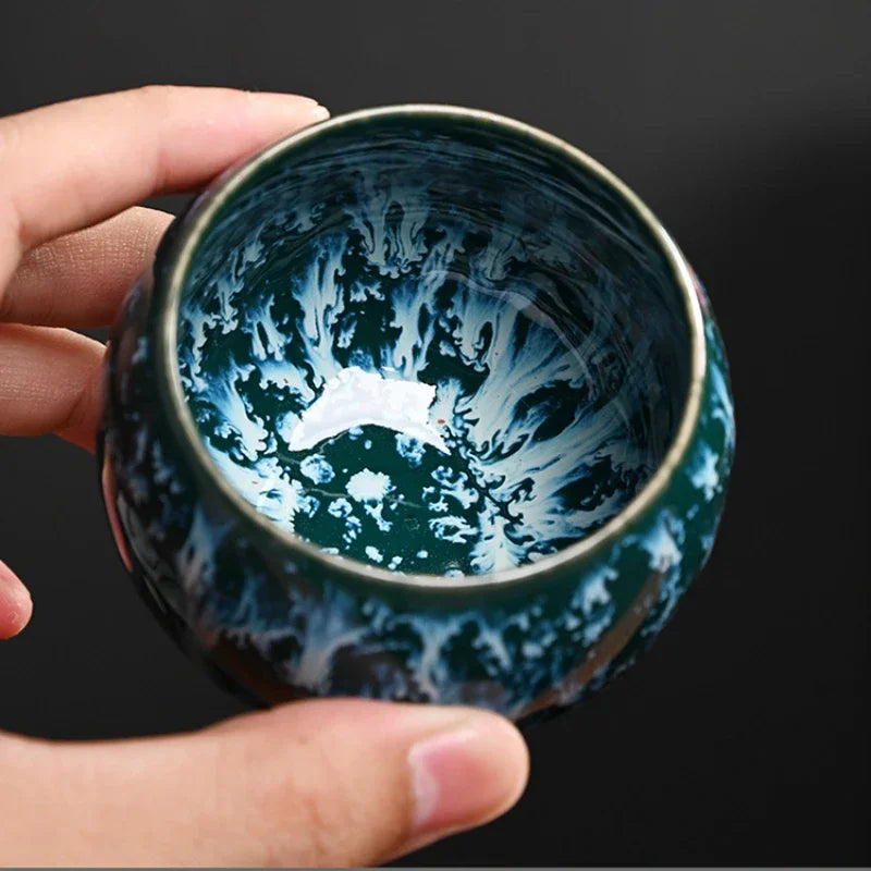 Ceramic Cup Gift Set | 5 Piece Reactive Glaze Espresso and Tea Cups | Premium Gift Box Included