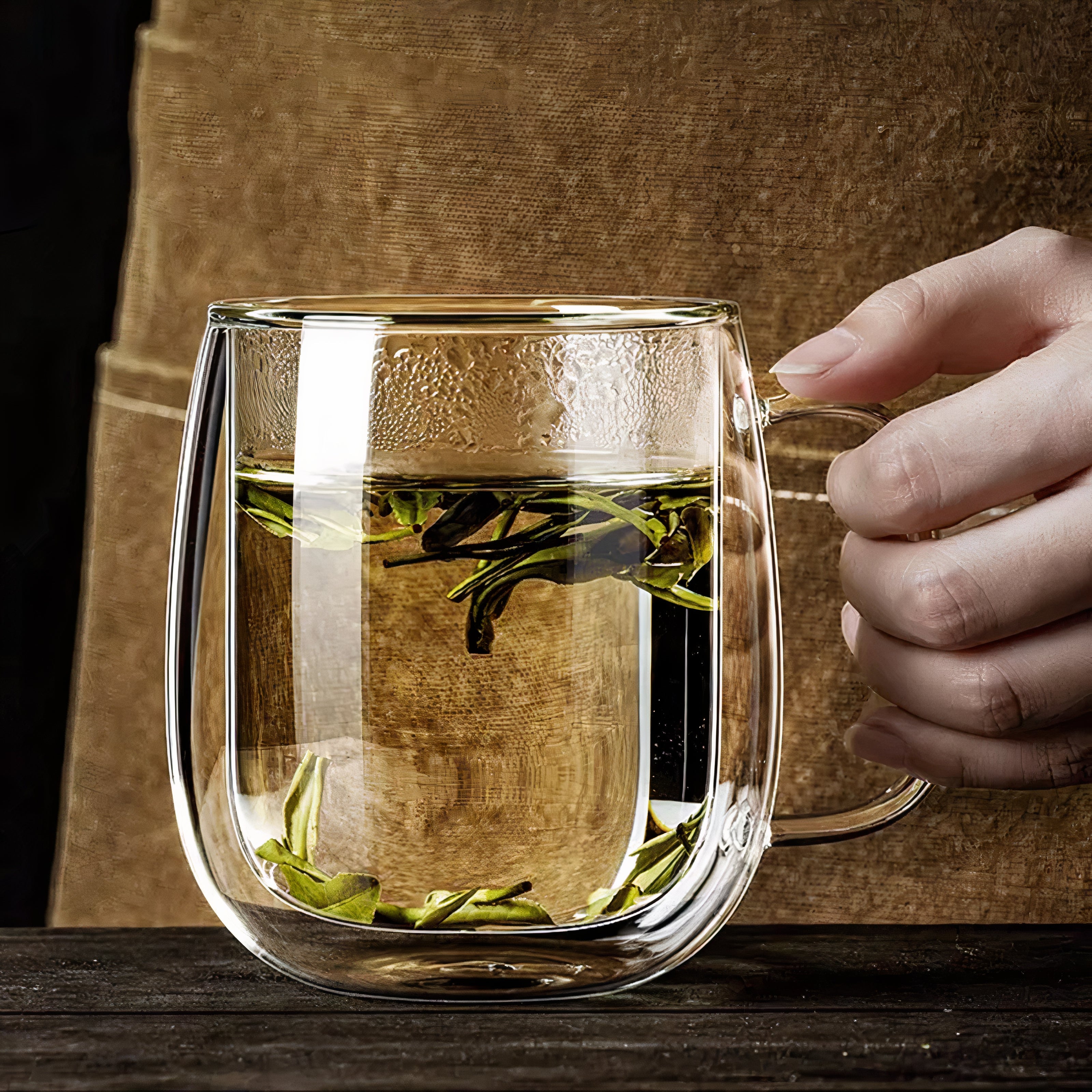 Double Walled Glass Coffee Cups | Set of 4 Insulated Glass Cups | 350ml Clear Coffee and Tea Glasses