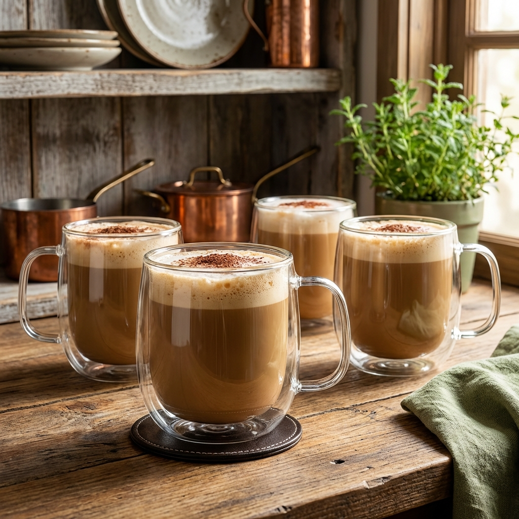 Double Walled Glass Coffee Cups | Set of 4 Insulated Glass Cups | 350ml Clear Coffee and Tea Glasses