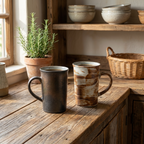 Earthy Ceramic Coffee Cup Set | 4 Piece Vintage Rustic Coffee Cups | 4 Earth-Inspired Designs | 350ml