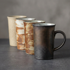 Earthy Ceramic Coffee Cup Set | 4 Piece Vintage Rustic Coffee Cups | 4 Earth-Inspired Designs | 350ml