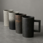 Vintage Industrial Coffee Cup Set | 4 Piece Ceramic Cups | 4 Distinct Designs | 380ml