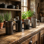 Vintage Industrial Coffee Cup Set | 4 Piece Ceramic Cups | 4 Distinct Designs | 380ml