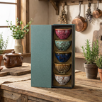 Marble Effect Tea Cup Gift Set | 5 Piece Rainbow Glaze Ceramic Cups | Premium Gift Box Included | 150ml