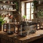 Smokey Grey Glass Slanted Coffee Cups with Wooden Handle – 450ml