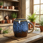 Marble Effect Coffee Cup Set | 4 Piece Colourful Ceramic Cups with Handle | Bold Retro Glaze Design | 400ml