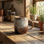 Marble Effect Coffee Cup Set | 4 Piece Colourful Ceramic Cups with Handle | Bold Retro Glaze Design | 400ml