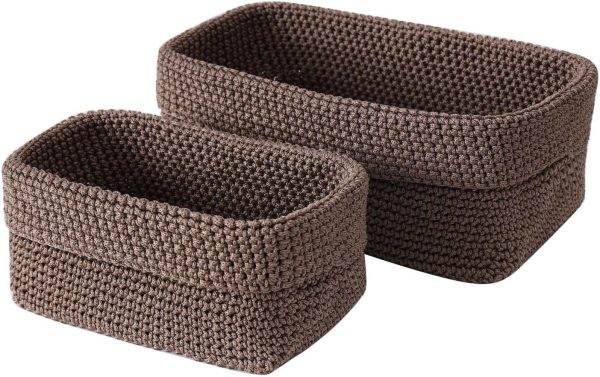 Decorative Ice Silk Thread Storage Basket, Crochet Organizer Container, 2 Piece Set